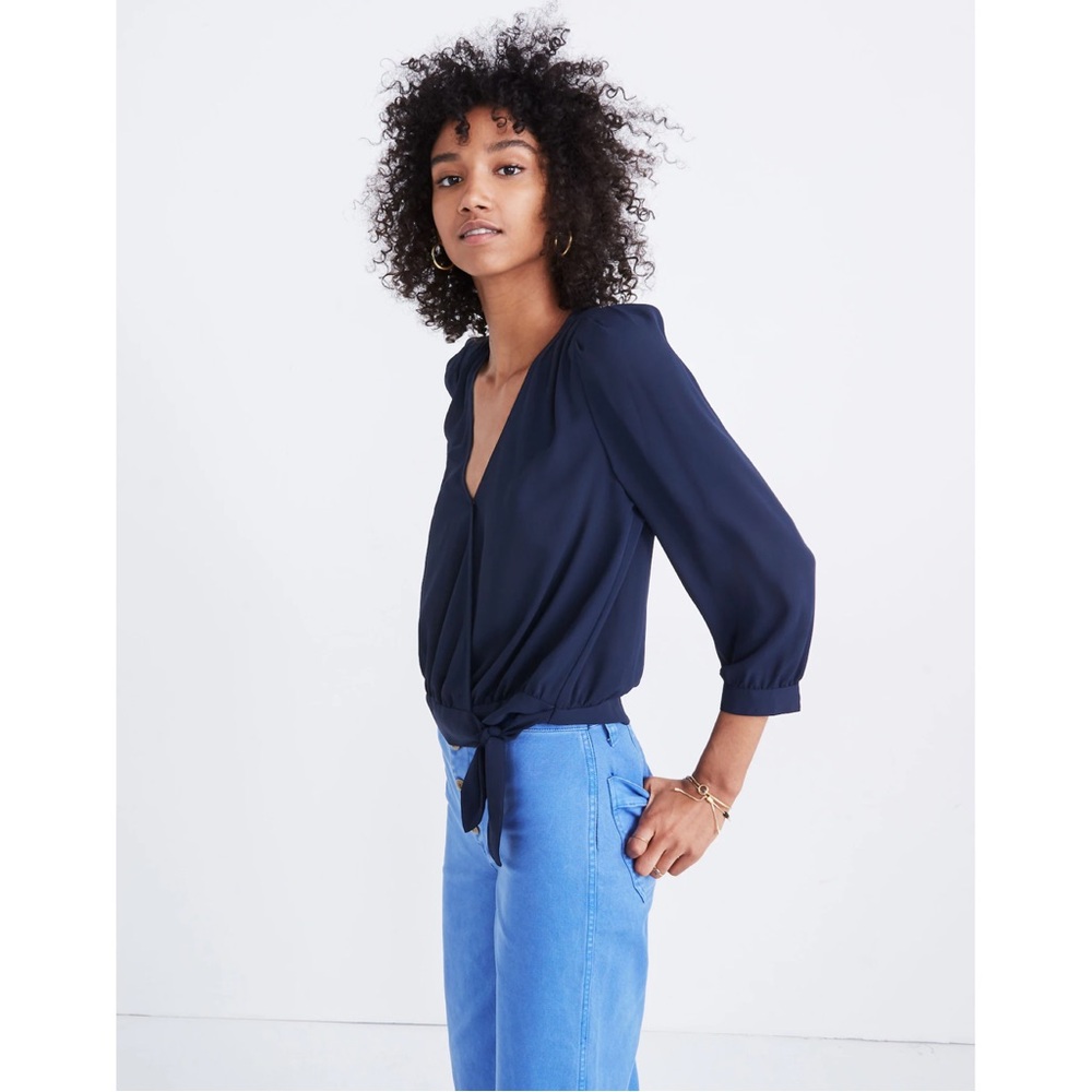 Madewell Wrap Top in Deep Indigo